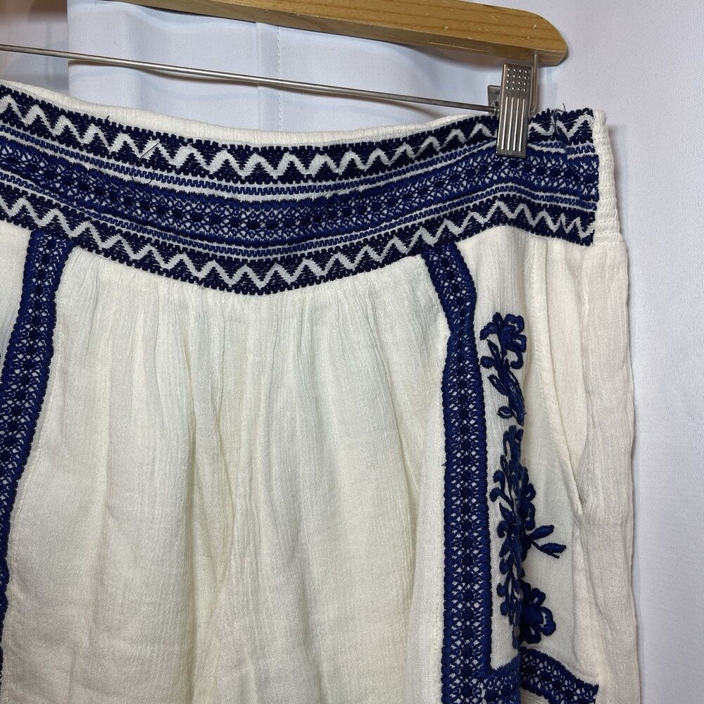 Denim & Supply Ralph Lauren Shorts White Embroidered Elastic Waist Boho Lined S